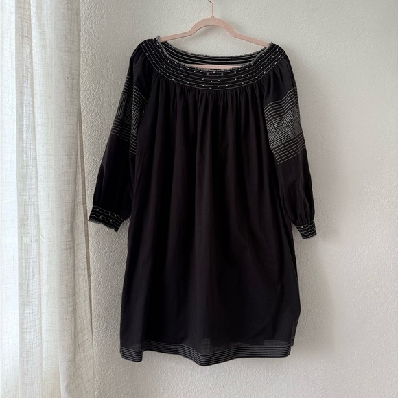 Velvet By Graham & Spencer Boho Peasant Cotton Beaded Smock Tunic Dress Size S - Picture 2 of 13